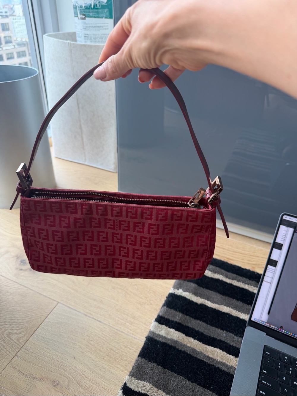 Fendi shoulder bag in Deep Red FF Jacquard